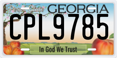GA license plate CPL9785