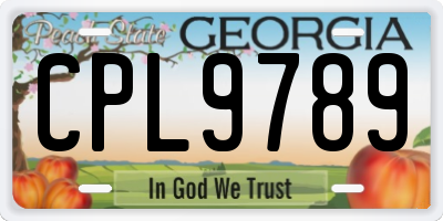 GA license plate CPL9789