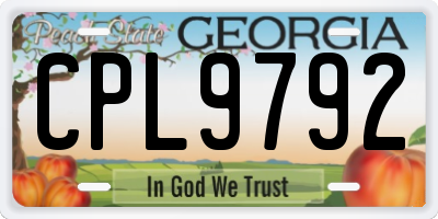 GA license plate CPL9792
