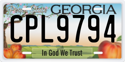 GA license plate CPL9794