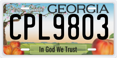 GA license plate CPL9803