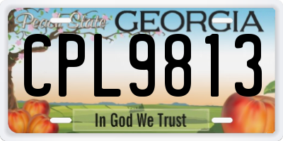 GA license plate CPL9813