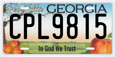 GA license plate CPL9815