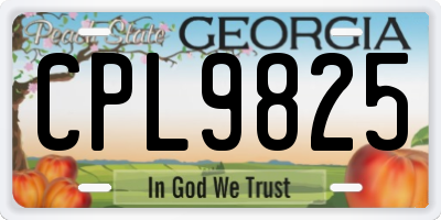 GA license plate CPL9825