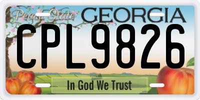 GA license plate CPL9826