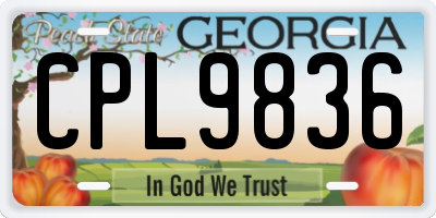 GA license plate CPL9836