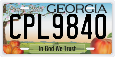 GA license plate CPL9840