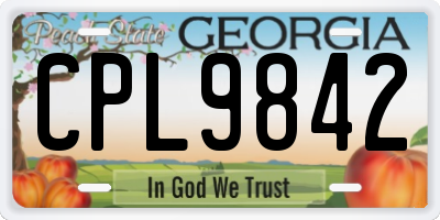 GA license plate CPL9842