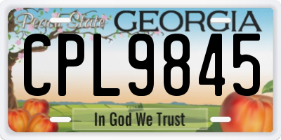 GA license plate CPL9845