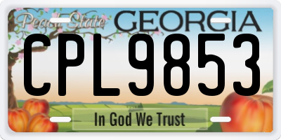 GA license plate CPL9853