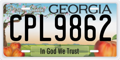 GA license plate CPL9862