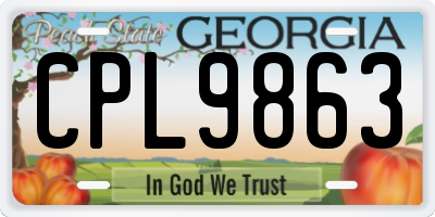 GA license plate CPL9863
