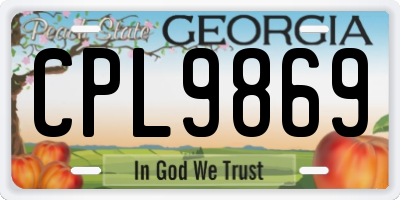 GA license plate CPL9869