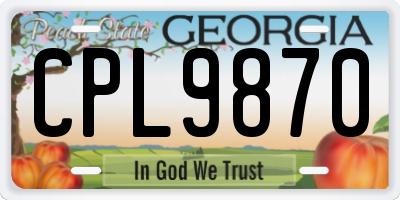 GA license plate CPL9870