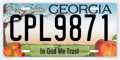 GA license plate CPL9871