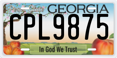GA license plate CPL9875