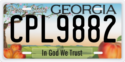 GA license plate CPL9882
