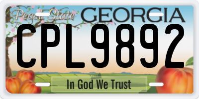 GA license plate CPL9892