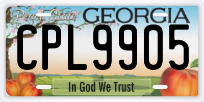 GA license plate CPL9905