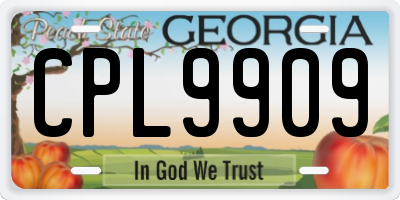 GA license plate CPL9909