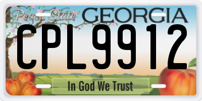 GA license plate CPL9912