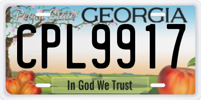 GA license plate CPL9917
