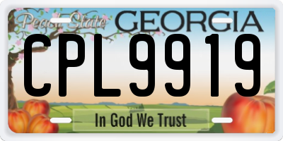 GA license plate CPL9919