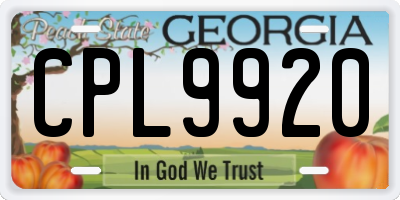 GA license plate CPL9920