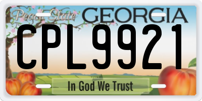 GA license plate CPL9921