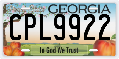 GA license plate CPL9922