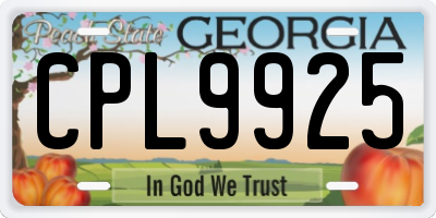 GA license plate CPL9925