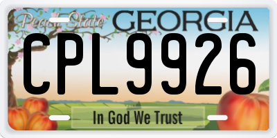 GA license plate CPL9926