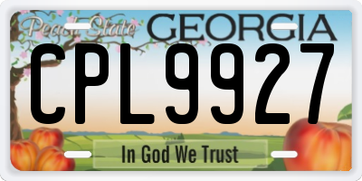 GA license plate CPL9927