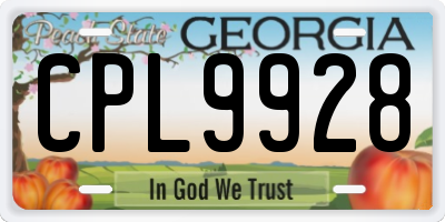 GA license plate CPL9928