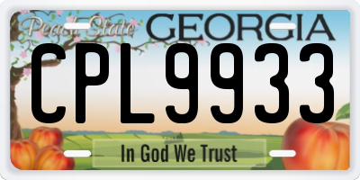 GA license plate CPL9933