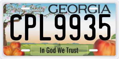 GA license plate CPL9935