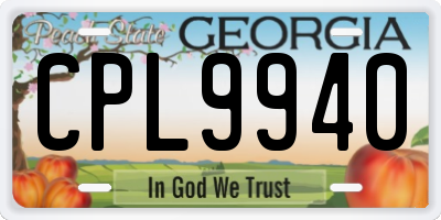 GA license plate CPL9940