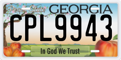 GA license plate CPL9943