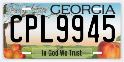 GA license plate CPL9945