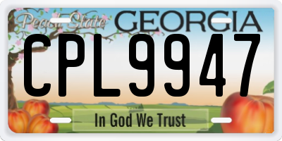 GA license plate CPL9947