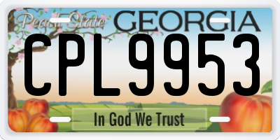 GA license plate CPL9953