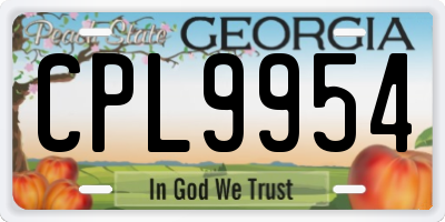 GA license plate CPL9954