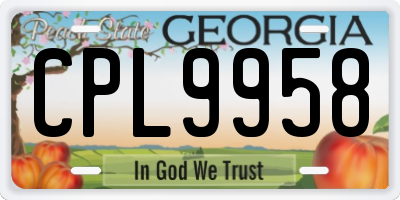 GA license plate CPL9958