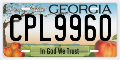 GA license plate CPL9960