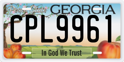 GA license plate CPL9961