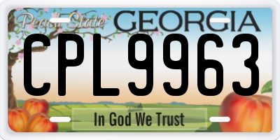 GA license plate CPL9963