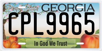 GA license plate CPL9965
