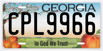 GA license plate CPL9966
