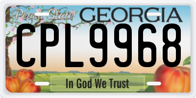 GA license plate CPL9968