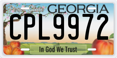 GA license plate CPL9972